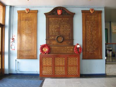 Roll of Honour Oak Panels at Bishopshalt School