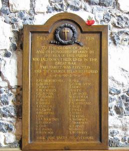 Wooden Memorial Board WW1 at St Martin of Tours' Church, Ruislip
