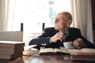 Older person drinking tea