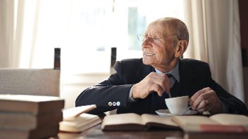 Older person drinking tea