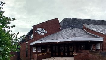 View of the Beck Theatre on a grey damp day