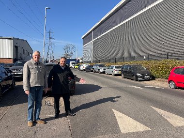 Cllr Eddie Lavery and Cllr Steve Tuckwell visit the newly installed traffic calming measures in Arundel Road, Uxbridge