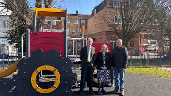 Cllr Mills, Cllr Lavery and Cllr O'Brien at the newly-refurbished playground in Shenley Park, Ruislip Manor