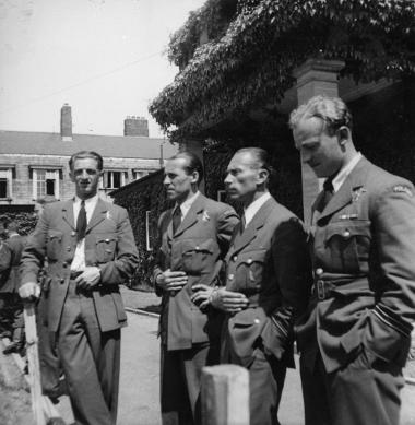 Polish Air Force officers outside RAF Northolt's Officers' Mess